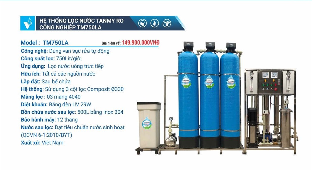 Máy công nghiệp công suất từ  750L/h  